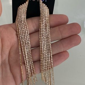 Long gold rhinestone earrings